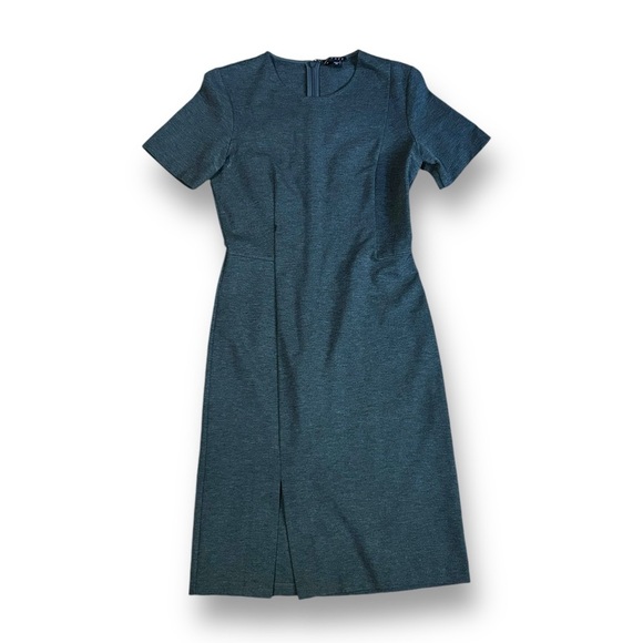 THEORY Winstine Refiner Short Sleeve Ponte Dress Size 2 Gray Professional Dress - Picture 4 of 16